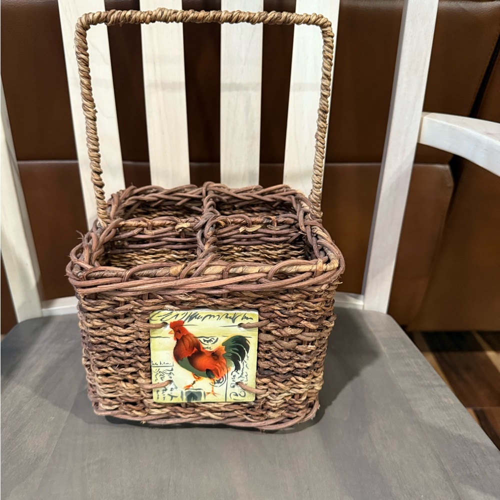 Rooster silverware holder